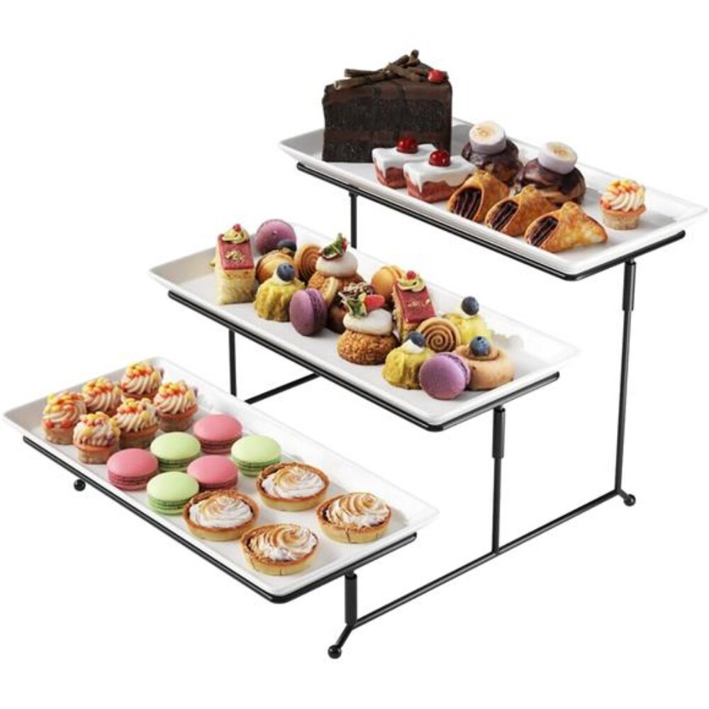 Gracious Dining 3-Tier Serving Display Stand, Rectangular White
